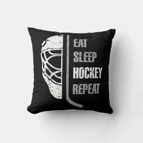Eat Sleep Hockey Repeat Throw Pillow