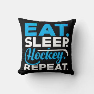 Eat Sleep Hockey Repeat Throw Pillow