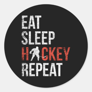 Eat Sleep Hockey Repeat Youth Ice Hockey Classic Round Sticker