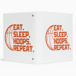 Eat Sleep Hoops Repeat Basketball Funny Quotes 3 Ring Binder