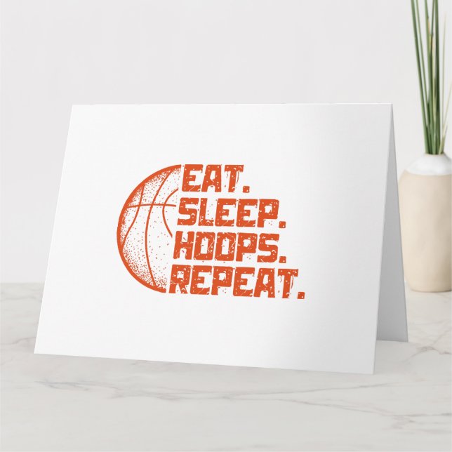 Eat Sleep Hoops Repeat Basketball Funny Quotes  Card (Front)