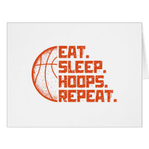 Eat Sleep Hoops Repeat Basketball Funny Quotes Cards