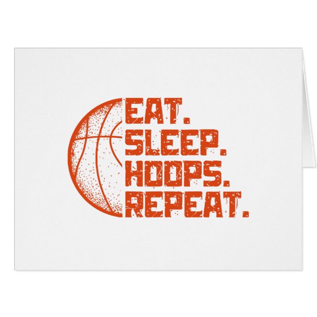 Eat Sleep Hoops Repeat Basketball Funny Quotes  Cards (Front Horizontal)