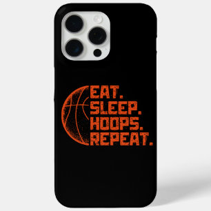 Eat Sleep Hoops Repeat Basketball Funny Quotes  iPhone 15 Pro Max Case