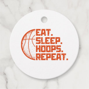 Eat Sleep Hoops Repeat Basketball Funny Quotes  Favor Tags