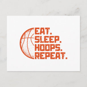 Eat Sleep Hoops Repeat Basketball Funny Quotes Holiday Postcard