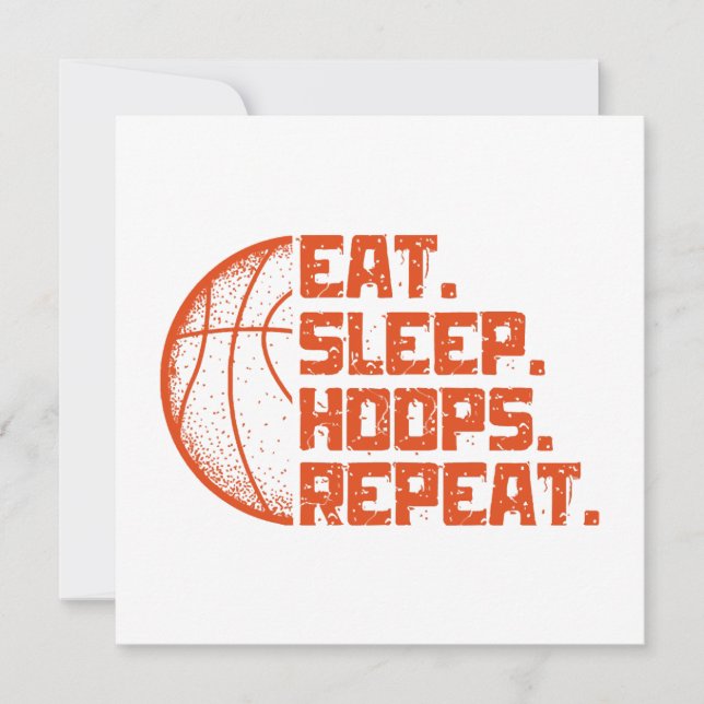 Eat Sleep Hoops Repeat Basketball Funny Quotes  Invitation (Front)