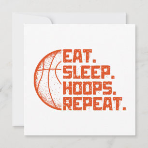 Eat Sleep Hoops Repeat Basketball Funny Quotes Invitation