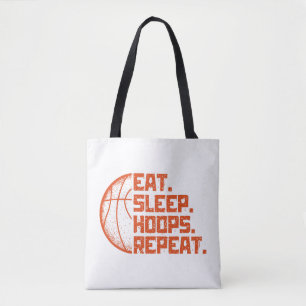 Eat Sleep Hoops Repeat Basketball Funny Quotes Tote Bag
