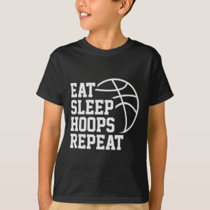Eat Sleep Hoops Repeat Funny Saying Quote Sketll  T-Shirt