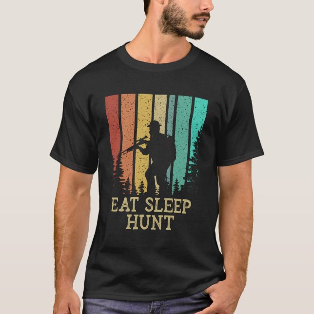 Eat Sleep Hunt Animal Stalking Lifestyle Grunter H T-Shirt (Front)