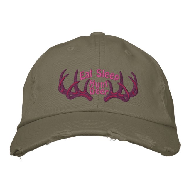 Eat Sleep Hunt Deer Embroidered Baseball Cap (Front)