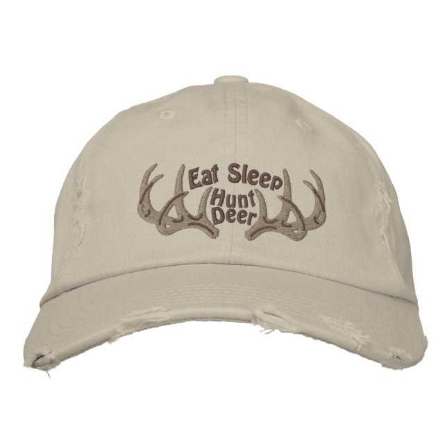 Eat Sleep Hunt Deer Embroidered Baseball Cap (Front)
