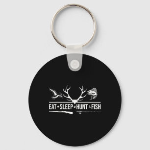 Eat Sleep Hunt Fish Funny Hunting Fishing Graphic Keychain