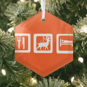 Eat Sleep Hunt Glass Ornament