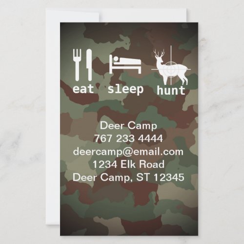 Eat Sleep Hunt Hunting Camouflage  Stationery