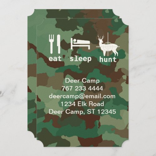 Eat Sleep Hunt Hunting Camouflage  Stationery Invitation