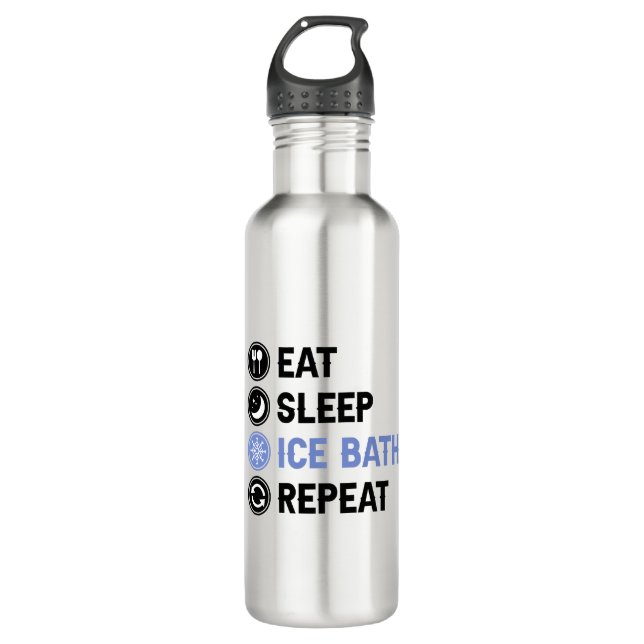 Eat Sleep Ice Bath Wim Hof Cold Shower Iceman Stainless Steel Water Bottle (Front)