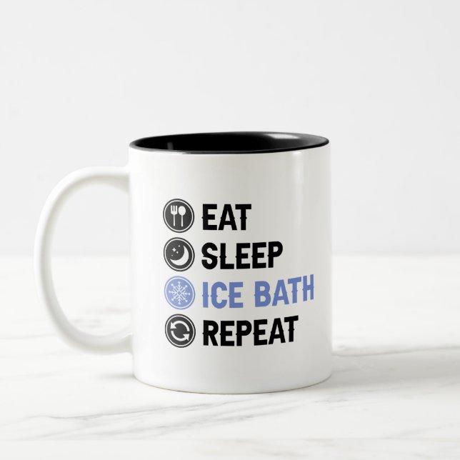 Eat Sleep Ice Bath Wim Hof Cold Shower Iceman Two-Tone Coffee Mug (Left)
