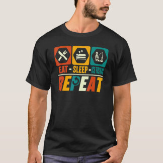 Eat Sleep Ice Fishing Repeat Ice Fisher Fish T-Shirt
