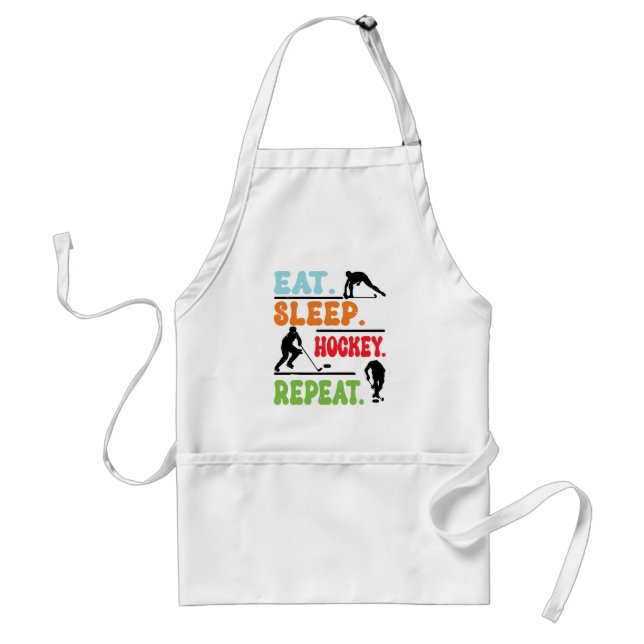 Eat Sleep Ice Hockey Repeat  Adult Apron (Front)