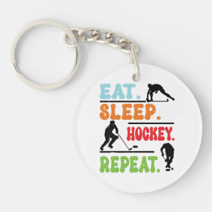 Eat Sleep Ice Hockey Repeat Keychain