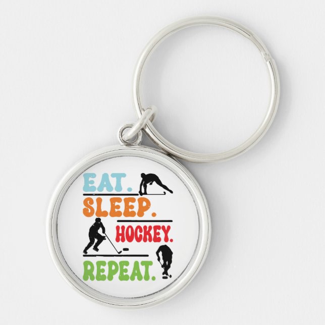 Eat Sleep Ice Hockey Repeat  Keychain (Front)