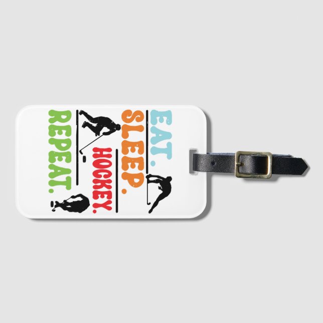 Eat Sleep Ice Hockey Repeat  Luggage Tag (Front Horizontal)