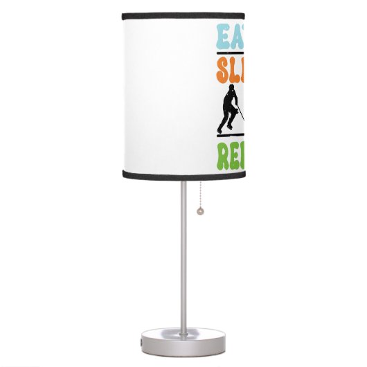 Eat Sleep Ice Hockey Repeat  Table Lamp (Left)