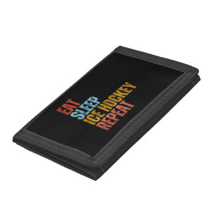 EAT SLEEP ICE HOCKEY REPEAT TRIFOLD WALLET