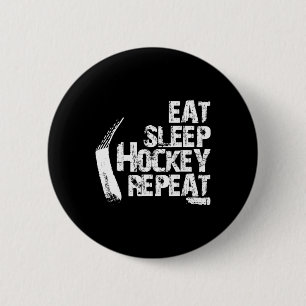 Eat Sleep Ice Hockey Repeat Vintage Gift Button