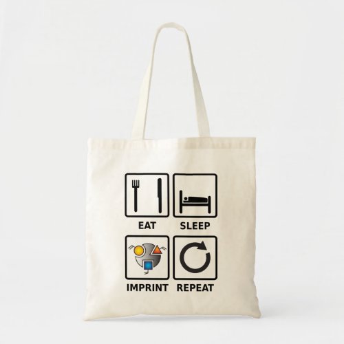 Eat sleep imprint repeat tote bag