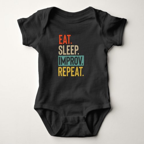 Eat Sleep improv Repeat retro vintage colors Baby Bodysuit