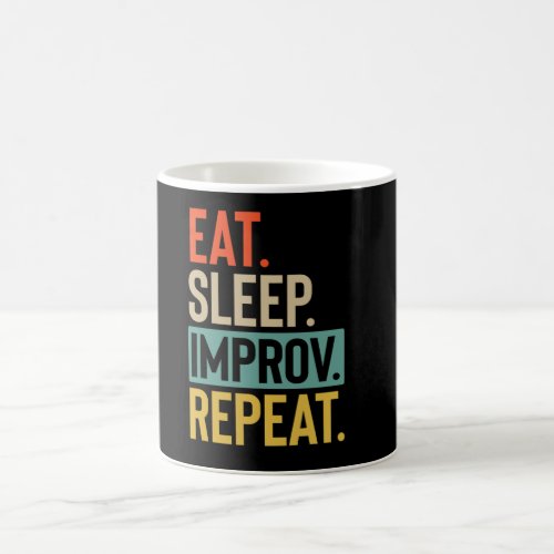 Eat Sleep improv Repeat retro vintage colors Coffee Mug