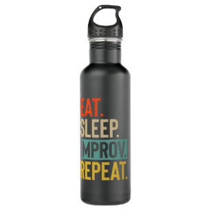 Eat Sleep improv Repeat retro vintage colors Stainless Steel Water Bottle