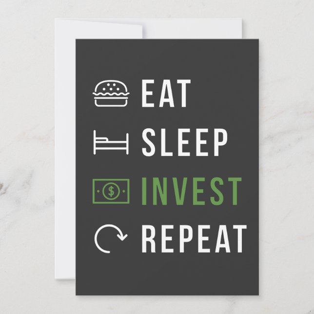 EAT SLEEP INVEST REPEAT STOCK MARKET  INVITATION (Front)