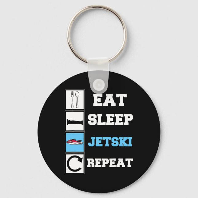 Eat Sleep Jetski Repeat Funny Jet Ski  Keychain (Front)