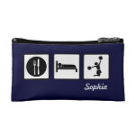 Eat Sleep Jump Cheerleader Cosmetic Bag Blue at Zazzle