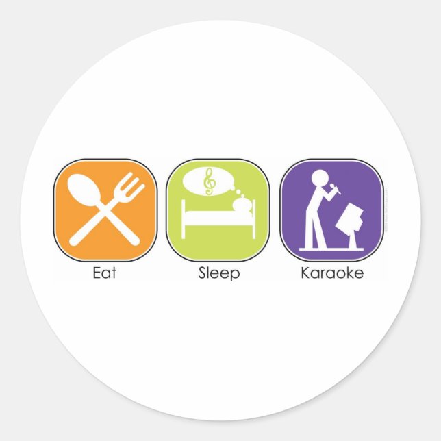 Eat Sleep Karaoke Classic Round Sticker (Front)