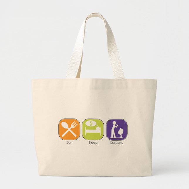 Eat Sleep Karaoke Large Tote Bag (Front)
