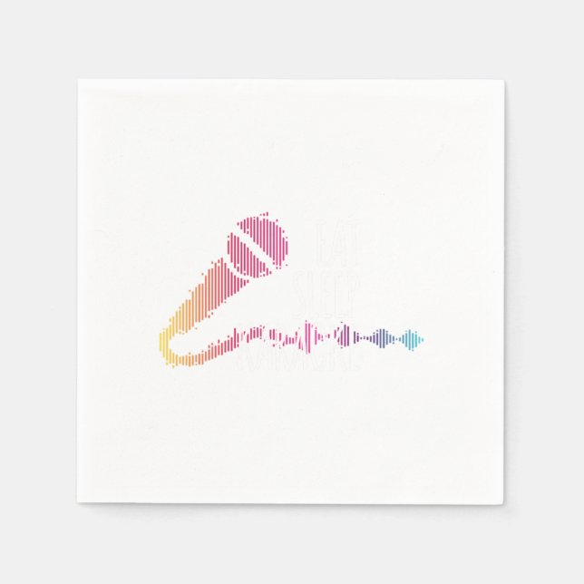 Eat Sleep Karaoke Microphone Music Singing Gift Napkins (Front)