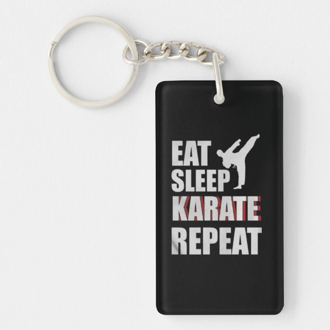 Eat Sleep Karate Repeat Custom Gift Keychain (Front)