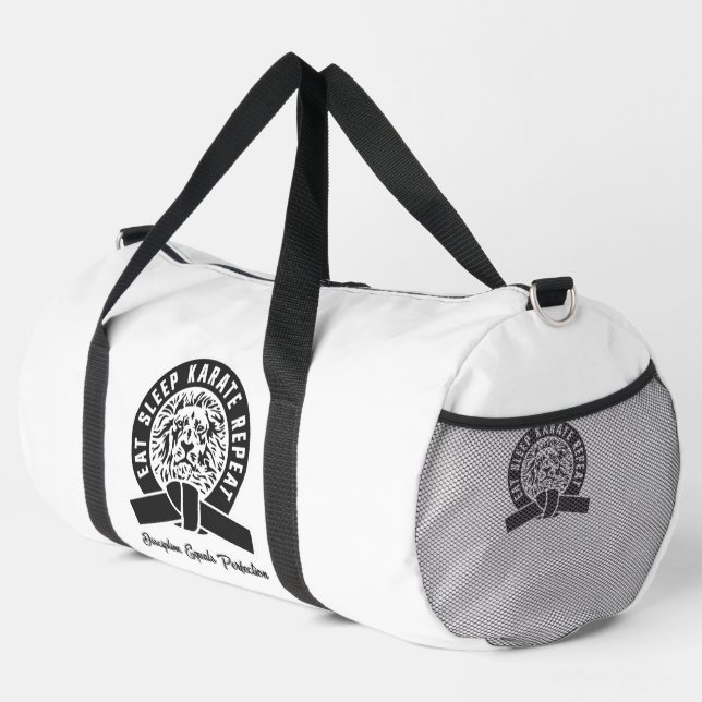 Eat Sleep Karate Repeat "Discipline = Perfection" Duffle Bag (Right Corner)