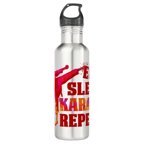 Eat Sleep Karate Repeat Gift for Art Martials Love Stainless Steel Water Bottle