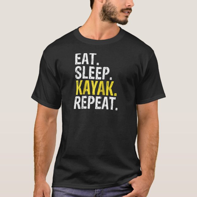 Eat Sleep Kayak Repeat Raglan T-Shirt (Front)