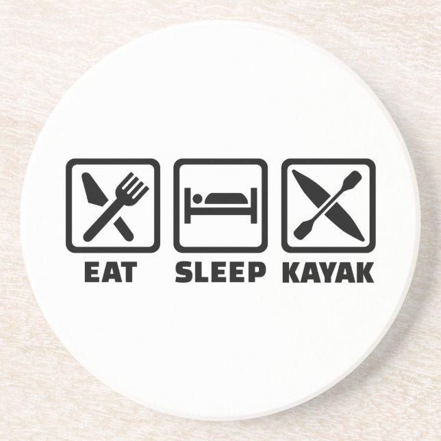 Eat Sleep Kayak Sandstone Coaster (Front)