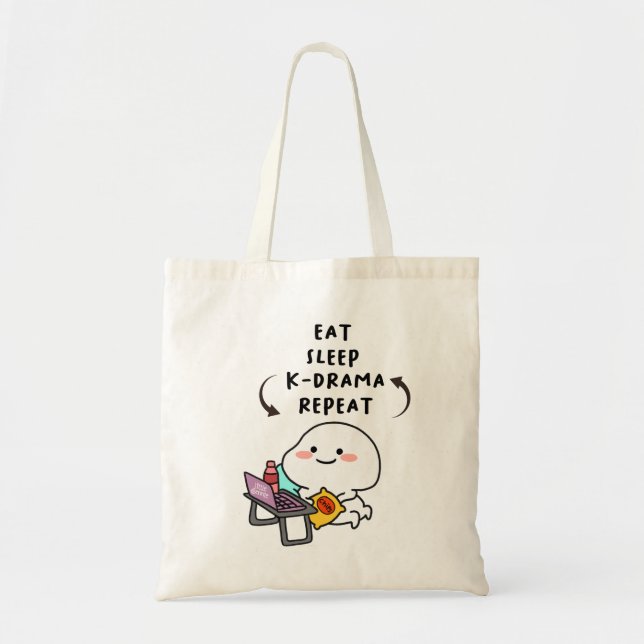 Eat Sleep Kdrama Repeat - Funny Kdrama Tote Bag (Front)