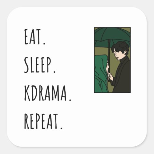 Eat Sleep Kdrama Repeat Square Sticker