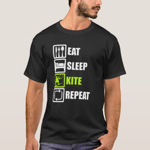 EAT SLEEP KITE REPAT Kiteboarding Kitesurfing T_Shirt