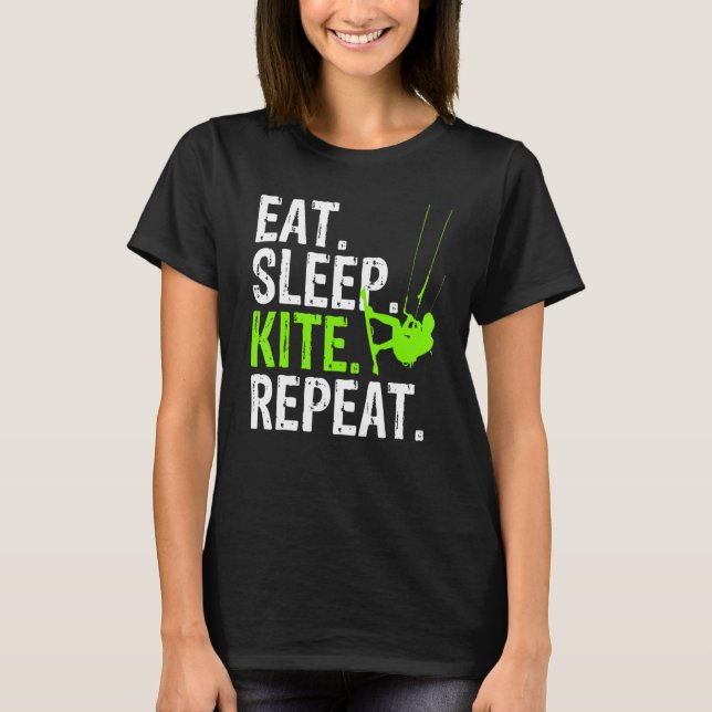 Eat Sleep Kite Repeat - Kitesurf T-Shirt (Front)